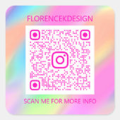 Aangepaste QR-code Logo Winkelholograafroze Vierkante Sticker (Voorkant)