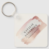 Aangepaste QR Code & Logo Zakelijk roze rose goud Sleutelhanger (Voorkant)