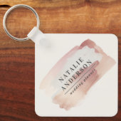 Aangepaste QR Code & Logo Zakelijk roze rose goud Sleutelhanger (Voorkant)