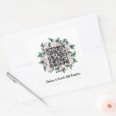 Aangepaste QR-code Magnolia Flower Lijst Cadeaureg Vierkante Sticker (Envelop)