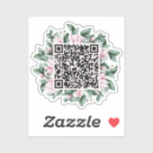 Aangepaste QR-code Magnolia Flower Lijst Weddensch Sticker (Vel)