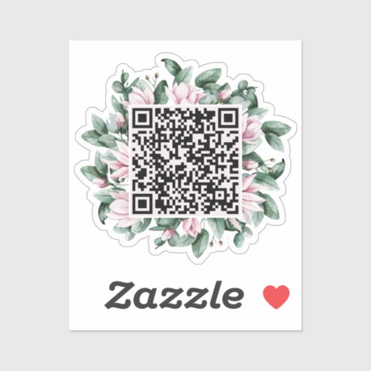 Aangepaste QR-code Magnolia Flower Lijst Weddensch Sticker (Vel)