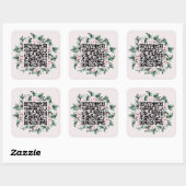 Aangepaste QR-code Magnolia Flower Lijst Weddensch Vierkante Sticker (Vel)