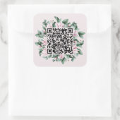 Aangepaste QR-code Magnolia Flower Lijst Weddensch Vierkante Sticker (Tas)