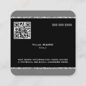 Aangepaste QR Code Marmer Zwart en Grijs Vierkante Visitekaartje (Voorkant)