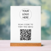 Aangepaste QR Code Menu Scan Logo Wit Acryl Bord (Neutraal)