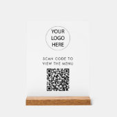Aangepaste QR Code Menu Scan Logo Wit Acryl Bord (Voorkant)