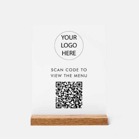 Aangepaste QR Code Menu Scan Logo Wit Acryl Bord (Voorkant)