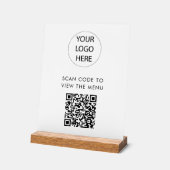 Aangepaste QR Code Menu Scan Logo Wit Acryl Bord (Hoek)