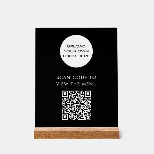 Aangepaste QR Code Menu Scan Logo Zwart Acryl Bord (Voorkant)