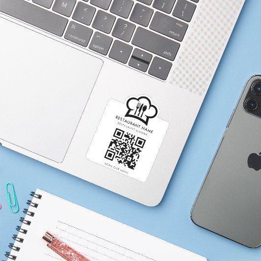 Aangepaste QR Code Menu Sticker (Laptop met iPhone)