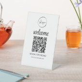 Aangepaste QR Code Menu Tekst Modern Business Reclamebord Met Voetstuk (Insitu)