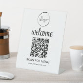 Aangepaste QR Code Menu Tekst Modern Business Reclamebord Met Voetstuk (Insitu)