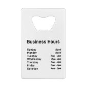 Aangepaste QR-code met kantooruren Kredietkaart Flessenopener (Achterkant)