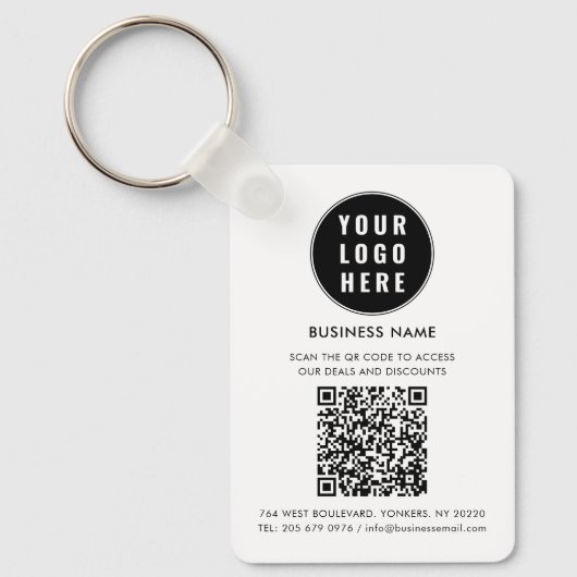 Aangepaste QR-code Modern logo Minimalistisch Sleutelhanger (Voorkant)