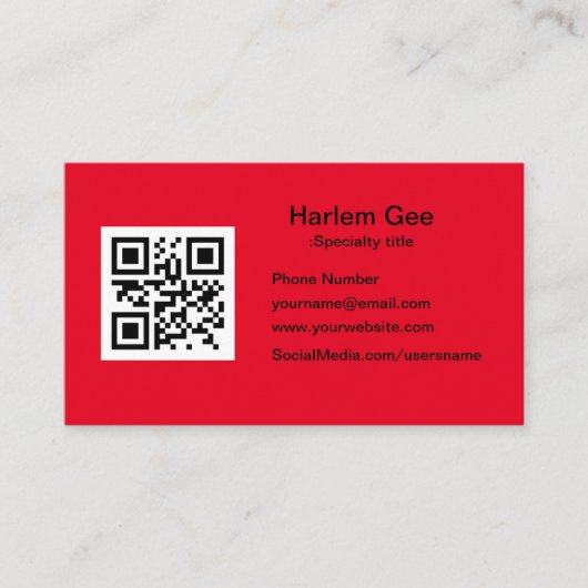 Aangepaste QR-code Modern rood Visitekaartje (Voorkant)