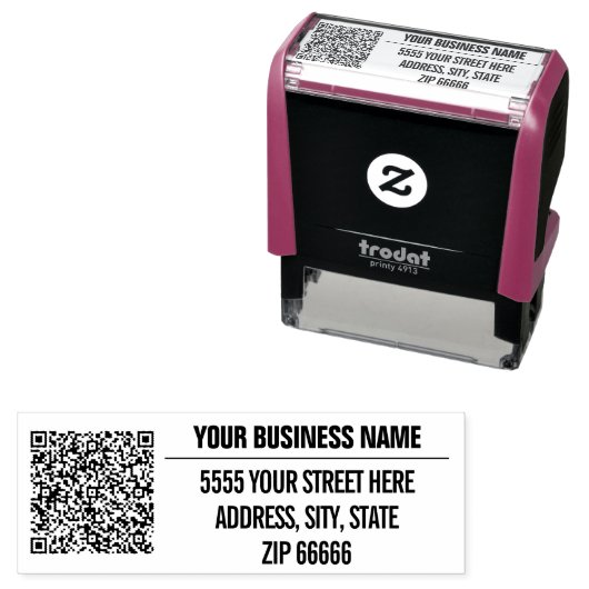 Aangepaste QR-code naam adres zelf-inkende stempel (In situ)