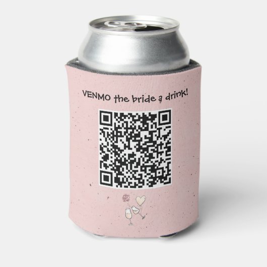 Aangepaste QR-code om bruid een drankje te geven v Blikjeskoeler (Blikje Achterkant)