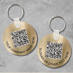 Aangepaste QR-code Promotionele Goud Sleutelhanger