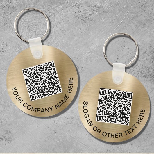 Aangepaste QR-code Promotionele Goud Sleutelhanger