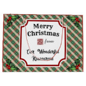 Aangepaste QR-code Restaurant Christmas Plaid Groot Cadeauzakje (Achterkant)