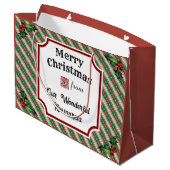 Aangepaste QR-code Restaurant Christmas Plaid Groot Cadeauzakje (Achterkant Gekanteld)