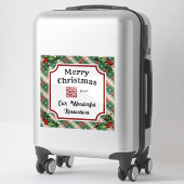 Aangepaste QR-code Restaurant Christmas Plaid Sticker (Koffer)