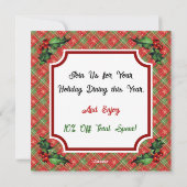 Aangepaste QR Code Restaurant Kerst Rood Plaid Feestdagenkaart (Achterkant)