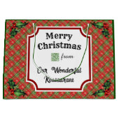 Aangepaste QR Code Restaurant Kerst Rood Plaid Groot Cadeauzakje (Voorkant)