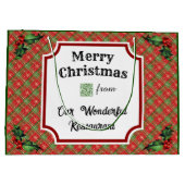 Aangepaste QR Code Restaurant Kerst Rood Plaid Groot Cadeauzakje (Achterkant)