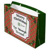 Aangepaste QR Code Restaurant Kerst Rood Plaid Groot Cadeauzakje (Achterkant Gekanteld)