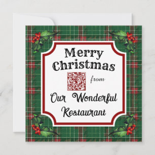 Aangepaste QR-code restaurant Kerstmis groen gerui Feestdagenkaart