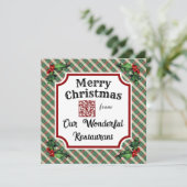 Aangepaste QR-code restaurant Kerstmis Plaid Feestdagenkaart (Staand voorkant)