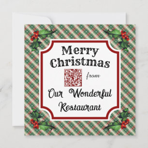Aangepaste QR-code restaurant Kerstmis Plaid Feestdagenkaart