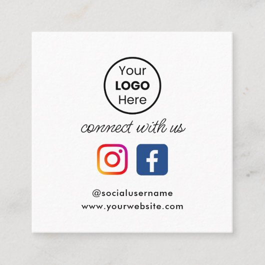 Aangepaste QR Code Retro Social Media Verbind met  Vierkante Visitekaartje (Voorkant)