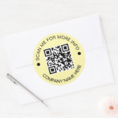 Aangepaste QR-code Rond Geel Waterdicht Bedrijf Ronde Sticker (Envelop)