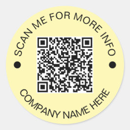 Aangepaste QR-code Rond Geel Waterdicht Bedrijf Ronde Sticker