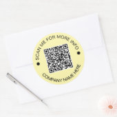 Aangepaste QR-code Rond Geel Waterdicht Bedrijf Ronde Sticker (Envelop)