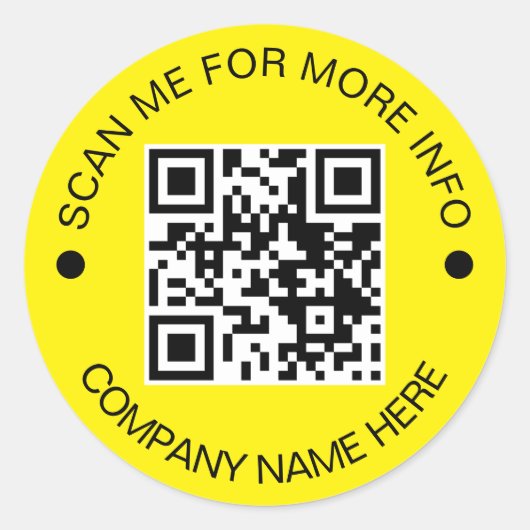 Aangepaste QR-code Rond Geel Waterdicht Bedrijf Ronde Sticker (Voorkant)