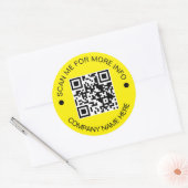 Aangepaste QR-code Rond Geel Waterdicht Bedrijf Ronde Sticker (Envelop)
