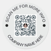 Aangepaste QR-code Rond Grijs Waterdicht Bedrijf Ronde Sticker (Voorkant)