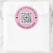 Aangepaste QR-code Ronde Roze Waterdichte Zaken Ronde Sticker (Tas)