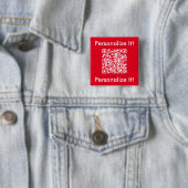 Aangepaste QR-code rood Vierkante Button 5,1 Cm (In situ)