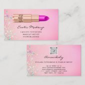 Aangepaste QR Code Roze Glitter Make-up Lipstick L Visitekaartje (Voorkant / Achterkant)