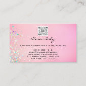 Aangepaste QR Code Roze Glitter Make-up Lipstick L Visitekaartje (Achterkant)