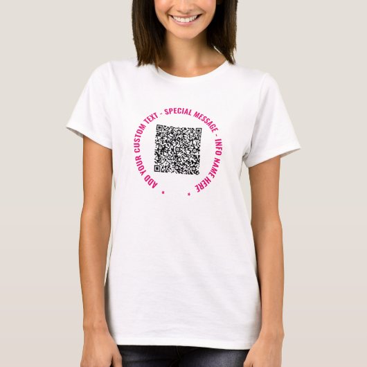 Aangepaste QR Code Scan Info en tekst T-shirt (Voorkant)