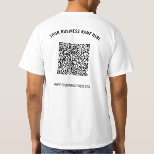 Aangepaste QR Code Scan Info en Tekst Zakelijk T-s T-shirt