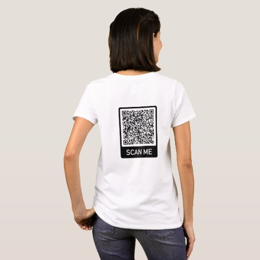 Aangepaste QR code scan info je grappige T-shirt (Achterkant volledig)