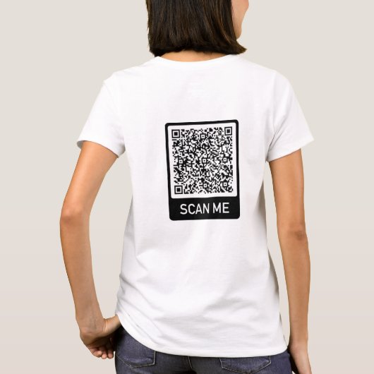 Aangepaste QR code scan info je grappige T-shirt (Achterkant)