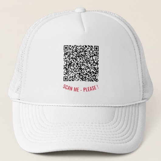 Aangepaste QR Code Scan Info Trucker Hat Sjabloon Trucker Pet (Voorkant)